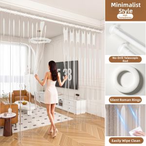 SHULIAN | No Drilling Transparent Windproof Kitchen And Living Room Divider Curtain