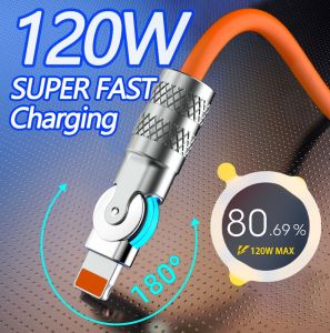 120w 6A Fast Charger cable Rotary interface game charger Usb Data Type-c Charger cables 6.0 For HUAWEI phone Gel Mobile Liquid Zinc Charge Silica Charging Bold Alloy usb3.0 with Samsung Xiaomi Redmi and iPhone