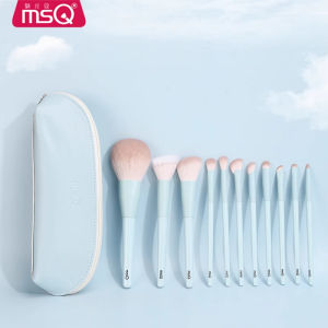 MSQ 11-Piece Makeup Brush Set Full Range Includes Blush Concealer Nose Shadow Brushes Complete Cosmetic Tool Kit for Beauty
