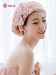 Grace Dry Hair Cap Womens Quick Dry Absorbent Hair Towel Cute Long Hair Dryer Hat 2 Pack Pink Cute Absorbent Hair Accessories