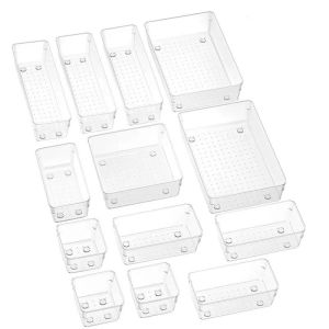 4/7/10/13/18/25 pcs Versatile Drawer Organizer Set 5-Size Bathroom and Drawer Organizer Tray for Makeup Bedroom Office Storage