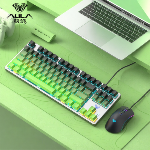 AULA | Gaming Mechanical Keyboard and Mouse Set Wired Gradient Hot-swappable Blue Switches