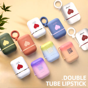 LMAUSELAND Matte Lipstick Makeup Set 2Pc/Set Waterproof Long Lasting Velvet Moisturizing lip stain Earphone Dual-color Lip Gloss Primer Non-stick Cup Lip Make Up Gift Kit for Girls