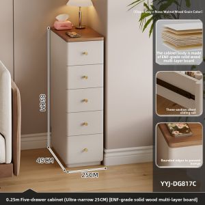Modern Minimalist Solid Wood Bedside Table Home Bedroom Storage Cabinet Five Drawer Organizer Compact Space Saving Design