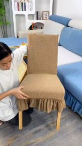 Universal Knitted Thick Skirt Chair Cover Dining Stretchable Knitted Elastic Chair Seat Cushion