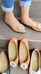 NASRU flat shoes wanita soll karet motif Diamond Flower pentopel pansus - PDR13