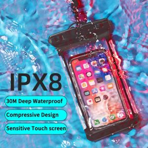 7.2Inch Waterproof  Mobile Phone Bag Phone Pouch Universal Swimming Bag Travel Bag Universal Durable Underwater Dry Bag Cellphone Case Bag Touch screen for Xiaomi iPhone Huawei Samsung OPPO Vivo 手机防水袋包