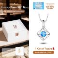 Clover Design 999 Sterling Silver Topaz Necklace. 