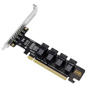 T.F.SKYWINDINTL(TFSKYWINDINTL) | PCIE to U.2 Adapter Card PCI-EX16 to 4 Ports SFF-8643 expansion card Support X4 X8 X16 Slot Motherboard with PCIE Split Function