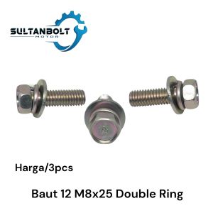 3pcs Baut 12 M8x25 Double Ring/Baut Jok Baut Step Dll Universal