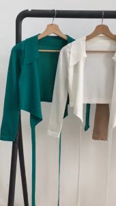 BL0892 Wrap Up Longsleeve Knit Crop Top