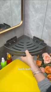 Multipurpose Corner Bathroom Rack | Rak Simpanan Bilik Mandi Segitiga Tanpa Gerudi untuk Shampoo