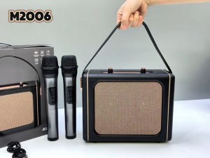 ลำโพงบลูทูธ ลำโพงเบสแน่น M2006 ฟรีไมค์ลอย2ตัว รองรับ AUX TF USB มีสายหิ้วพกพาง่าย ปรับเอฟเฟคไมค์ได้ ส่งเร็ว ลำโพงเสียงดี
