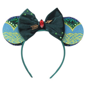 Pixar Brave Ears Headbands for Women Disney Princess Merida Hair Accessories Girl Green Sequins Bow and Arrow Hairband Kids Gift