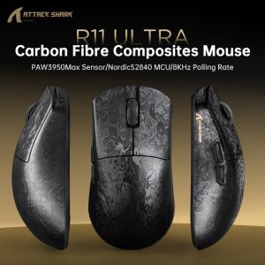 ATTACK SHARK | Attack Shark R11 Ultra 8K Carbon Fiber Gaming Mouse PAW3950MAX 49g Ultra-Lightweight Wireless 8000Hz PollingTri-Mode