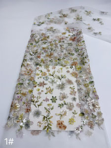 5 yard Dress and wedding cheongsam fabric for patchwork Vintage colored sunflower flower sequin embroidery lace fabric 2026