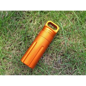 Aluminum Alloy Medicine Box Waterproof Bin Packing Sealed Portable Small Medicine Bottle First Aid Handy Gadget Keychain Outdoor Equipment Moisture-Proof