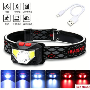 Powerful COB+LED Headlamp 1500LM USB Rechargeable Headlight Waterproof Head Lamp Bright Head Flashlight for Camping Cycling