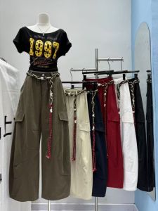 Quần Dài Công Sở Cotton 100% American Style 2025 Đầu Thu Mới Đa Năng Cá Tính Thiết Kế Dây Rút Quần Dài Thường Ngày