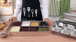 kitchen stainless condiments container container.4 6 8 gridscondiments organizer
