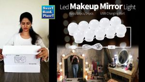 Makeup Light Bulbs With Stickers Attached To Bathroom Wall Or Dressing Table Mirrors With Dimmable Switch And USB Plug