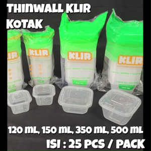 Thinwall Kotak KLIR 350 ml Isi 25 Pcs / Kotak Makan / Food Container