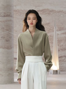 New Chinese Style Healing Zen Shirt Common Value「Chán Pāra」Heavyweight Air Fleece Comfortable Loose Fit Long Sleeve Crew Neck