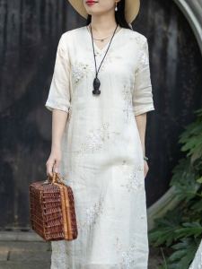 Váy Thêu Lanh Cao Cấp Cho Nữ Mùa Hè Phong Cách Mới Trung Quốc Quốc Gia Cải Tiến Thường Ngày Trẻ Trung Váy Chữ a Váy Phong Cách Truyền Thống Trung Hoa