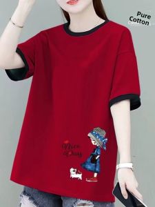QIAOXIZI | Relaxed Fit Large Size Womens T-shirt for Middle-aged Mothers