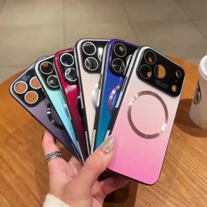 For Magsafe Magnetic Gradient Glass Case For iPhone 17 16 15 14 13 12 Pro Max Plus Air Wireless Charging Shockproof Phone Cover