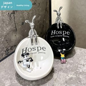 New Premium Ceramic Soap Dish Bathroom Drainage Shelf Luxury Countertop Home Use Soap Box Personal Hygiene Organizer