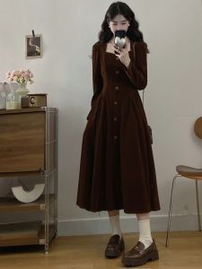 RELNLEX | Đầm Phong Cách Pháp Elegante từ Velvet cho Phụ Nữ Size Lớn