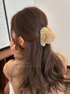 Trendy Rabbit Fur Hair Clips Womens Autumn Winter Back of Head Bun Decorative Shark Bite Hair Clips Korean Style Fashion Accessories