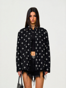 SMFK | Cruciform Print Casual Loose Shirt