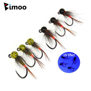 6PCS #14 #16 #18 Fast Sinking Mottled Tungsten Bead Head Barbless Jig Nymph Fly Perdigon Euro Wet Nymph Trout Fishing Lures Fly