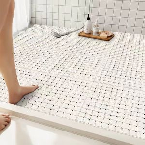 New TPE Bathroom Anti-Slip Mat with Suction Cups Shower Room Floor Mat Home Use Shower Hollow Waterproof Customizable Foot Mat