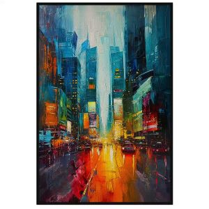 Tranh phong cảnh sơn dầu thành phố năng động. Tranh treo tường dán tường Canvas. CGI-247