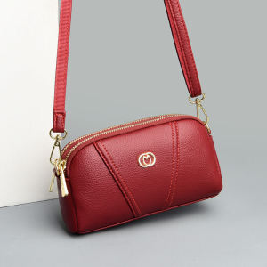 Fashionable Soft Cowhide Leather Ladies Handbag Spring 2024 New Style Mom Single Shoulder Bag Crossbody Bag Pure Color Pattern