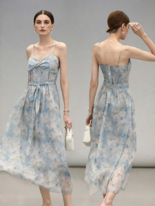 COCO BELLA | Design Twisted Floral Print Chiffon Strapless Dress