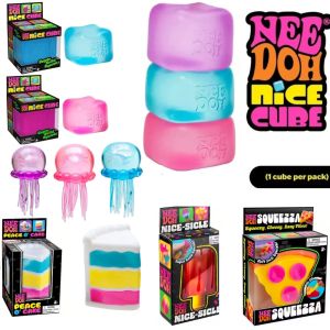 Hot Schylling NeeDoh Nice Cube Sensory Anti-Stress Block Soft Squishy Stress Relief Fidget Toy Ideal Souvenir Gift for Kids