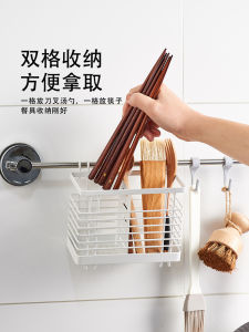 April Drain Chopsticks Cage Wrought Iron Chopsticks Spoon Integrated Storage Rack Kitchen Hanging Chopsticks Holder Household