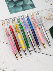 Quicksand Stylish Customized Gift Metal Ball Point Pen New Exotic Gold Powder Gift Liquid Ball Pen Laser Sculpture Wholesale