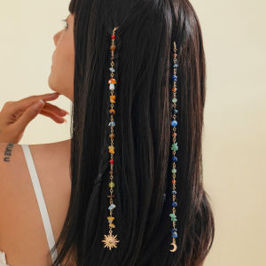 Salircon 2 ชิ้น/เซ็ตอินเทรนด์ยาวพู่ Headdress อุปกรณ์เสริมผมประณีต Sun Moon จี้ Hairwear ผู้หญิงเครื่องประดับ