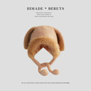 Thickened Warm Plush Knitted Hat Women Ear Protection Overhead Cap Fluffy Big Ear Wrap Winter Fashion Cute Sweet Style Hat