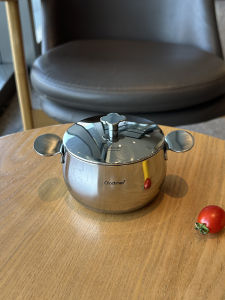 Mini Triple Layer Stainless Steel Baby Food Auxiliary Mini Milk Pan Cute Double Ear Cooking Utensils 10cm Universal Stove