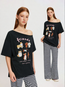 Vintage Cartoon Dog Print T-Shirt
