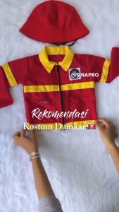 Setelan Kostum Anak Profesi Damkar Pemadam/Kostum Damkar Photoshoot Bayi /Baju Anak Pemadam Premium