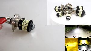 H4 LED Moto H6 BA20D P15D T19 LED Motorcycle Headlight Bulbs: Angel Devil Eye Lens White Yellow Hi Lo Lamp Scooter Accessorie 20000Lm
