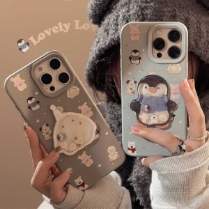 💯【Phone Case】+FREE Shipping 💯Cute Stereoscopic Rabbit Penguin Full Screen Small Animals PhoneCase For iPhone 16 15 14 13 12 11 Pro Max 16 Plus Cover