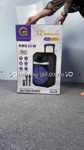 G-POWER PORTABLE BATTERY SPEAKER GST-1201 PRO EXTRA BASS FREE 2 MIC TANPA KABEL ORIGINAL